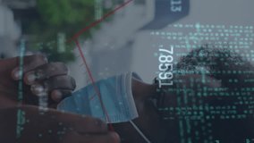 Animation of financial data processing over man using smartphone. Global shipping delivery business data processing and technology concept digitally generated video. - Powered by Shutterstock - Get 15% off with code: PIKWIZARD15