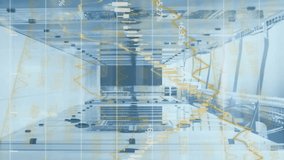 Animation of graphs and data processing over computer server room. Global communication, business, data and digital interface concept digitally generated video. - Powered by Shutterstock - Get 15% off with code: PIKWIZARD15