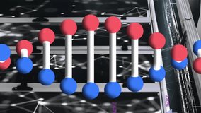 Animation of dna structure spinning over network of connections against computer server room. Medical research and business data storage technology concept - Powered by Shutterstock - Get 15% off with code: PIKWIZARD15