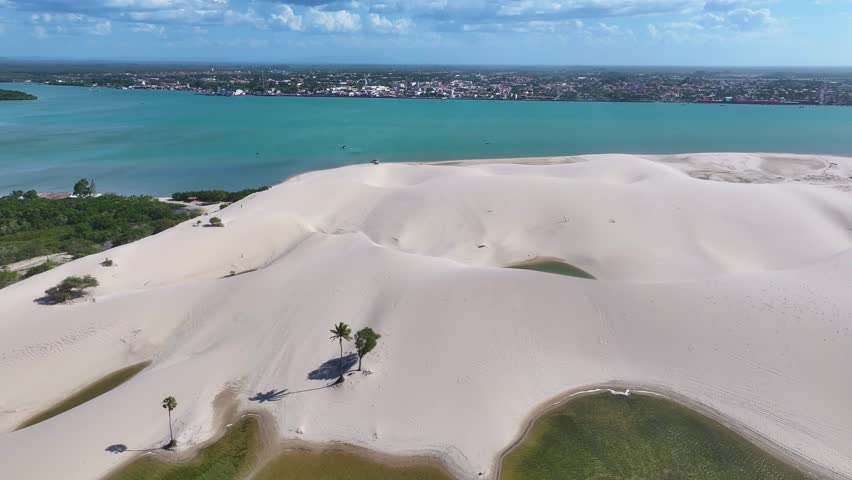 Love Island In Camocim Ceara Brazil. Natural Freshwater Lagoon Nestled Between White Sand Dunes. Island Life Skyline Grateful Vibrant. Island Life Waterfront Shore. Camocim Ceara.