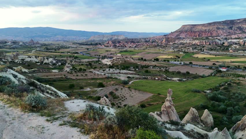 Scenic view of Cappadocia landscape at dusk, capturing serene nature