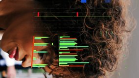 Animation of data processing against african american businesswoman using digital tablet at office. Computer interface and business data technology concept - Powered by Shutterstock - Get 15% off with code: PIKWIZARD15