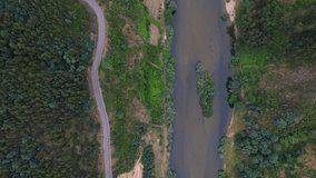 Aerial Top-Down Zoom-In Shot of River Ceira and Islet in Foggy Morning, Penacova, Portugal - Powered by Shutterstock - Get 15% off with code: PIKWIZARD15