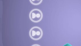 Animation of changing numbers, profile icons, spinning globes of medical icons on purple background. Global networking and medical research technology concept - Powered by Shutterstock - Get 15% off with code: PIKWIZARD15