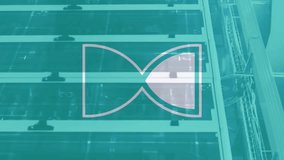 Animation of data processing with hourglass over server room. Global technology and digital interface concept digitally generated video. - Powered by Shutterstock - Get 15% off with code: PIKWIZARD15