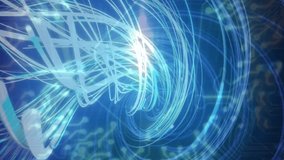 Animation of light trails over data processing and light bulb on black background. Global technology, connections, computing and digital interface concept digitally generated video. - Powered by Shutterstock - Get 15% off with code: PIKWIZARD15