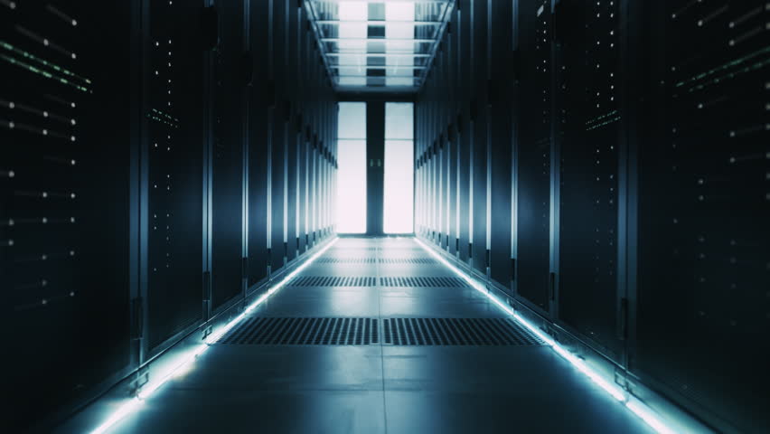 Modern Data Center With Illuminated Server Racks on Both Sides. Organized Hardware, Secure Infrastructure Supporting Cloud Computing, Artificial Intelligence, and Enterprise Network Operations - Powered by Shutterstock - Get 15% off with code: PIKWIZARD15