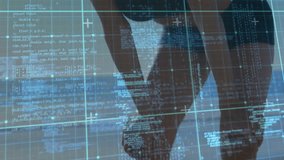 With code overlay appearing, woman raising torso on beach for revealing holographic profile. Futuristic, technology, digital interface, holographic, innovation, wellness, serenity - Powered by Shutterstock - Get 15% off with code: PIKWIZARD15