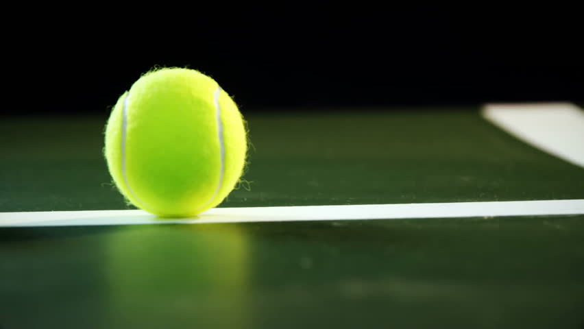 After heart icons rising yellow tennis balls sliding along line celebrating pairing. Romantic, companionship, sport, minimalism, symbolism, motion, harmony