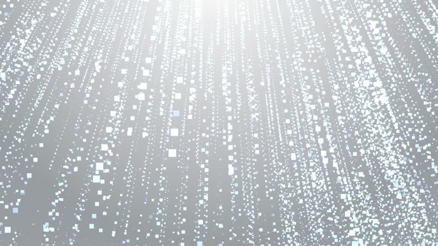 Shimmering digital white particles fall in vertical streams on a light background, creating a futuristic, elegant and abstract visual image of big data visualization and connection, seamless loop
