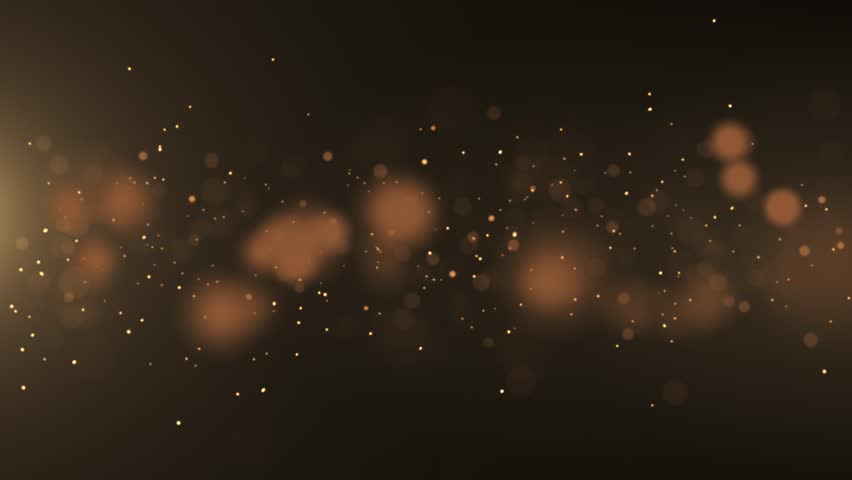 Abstract background of gold particles. Gold shiny background. gold dust and beautiful bokeh on a dark background, seamless loop
