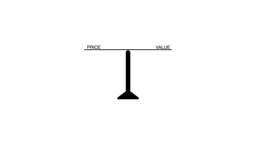 Balance scales or seesaw animation price and value on black background. price and value Weight, Balance, Scale Loop Animation Background. Concept of harmony and balance
