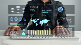 Management data System KPI connected in database for follow earnings,operations and sales data.Businessman using KPI dashboard.Financial business data analytics graph dashboard.  - Powered by Shutterstock - Get 15% off with code: PIKWIZARD15