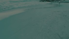 Woman cycling on beach initiating animated light trails around bicycle wheels for technology demo. Seascape, movement, luminescence, tranquility, adventure, outdoor, fantasy - Powered by Shutterstock - Get 15% off with code: PIKWIZARD15