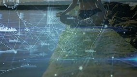 Graphics appearing and camera zooming out revealing meditating woman showing health tech data flow. Zen, tranquility, digital, mindfulness, connection, serenity, innovation - Powered by Shutterstock - Get 15% off with code: PIKWIZARD15