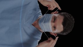 Animation of male doctor wearing face mask over globe. global covid 19 pandemic, health and medicine concept digitally generated video. - Powered by Shutterstock - Get 15% off with code: PIKWIZARD15