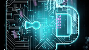 Animation of scientific data processing over padlock icon on black background. global science, technology and digital interface concept digitally generated video. - Powered by Shutterstock - Get 15% off with code: PIKWIZARD15