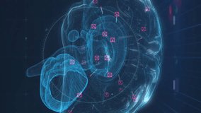 Animation of covid 19 cells with human brain over scope scanning. global covid 19 pandemic concept digitally generated video. - Powered by Shutterstock - Get 15% off with code: PIKWIZARD15