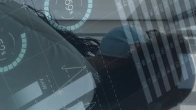 Animation of financial data processing over businesswoman wearing face mask. global business, finances, connections and digital interface during covid 19 pandemic concept digitally generated video. - Powered by Shutterstock - Get 15% off with code: PIKWIZARD15