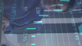 Animation of financial data processing over asian businesswoman thinking. global business, finances and digital interface concept digitally generated video. - Powered by Shutterstock - Get 15% off with code: PIKWIZARD15