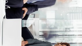 Animation of social media data processing over diverse business people in office. Global social media, connections, computing and data processing concept digitally generated video. - Powered by Shutterstock - Get 15% off with code: PIKWIZARD15