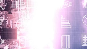 Animation of icons and data processing over cityscape. Global business, digital interface, finances, computing and data processing concept digitally generated video. - Powered by Shutterstock - Get 15% off with code: PIKWIZARD15