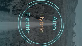 Animation of electric car data processing over road and landscape. Global business, digital interface, finances, computing and data processing concept digitally generated video. - Powered by Shutterstock - Get 15% off with code: PIKWIZARD15