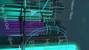 Animation of digital interface with speedometer over vehicles flying. Global connections, networks, data processing and digital interface concept digitally generated video. - Powered by Shutterstock - Get 15% off with code: PIKWIZARD15