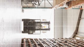 Animation of blue lines, financial data processing over warehouse. Global shipping, business, finance, data processing and global economy concept digitally generated video. - Powered by Shutterstock - Get 15% off with code: PIKWIZARD15