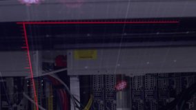 Animation of digital interface with graphs and coronavirus cells over server room. Global digital network technology security concept digitally generated image. - Powered by Shutterstock - Get 15% off with code: PIKWIZARD15