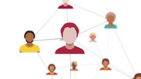 Social network of diverse people linked together, representing human connections and diversity. Concepts of networking, teamwork, and communication in diverse communities loopable animation - Powered by Shutterstock - Get 15% off with code: PIKWIZARD15