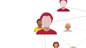 Social network of diverse people linked together, representing human connections and diversity. Concepts of networking, teamwork, and communication in diverse communities loopable animation - Powered by Shutterstock - Get 15% off with code: PIKWIZARD15