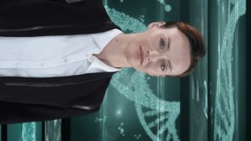 Animation of businesswoman touching virtual screen over screens with medical data processing. global science, technology, connections and data processing concept digitally generated video. - Powered by Shutterstock - Get 15% off with code: PIKWIZARD15