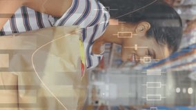 Statistical data processing over african american woman donating bag to male volunteer at warehouse. logistics and transportation business concept - Powered by Shutterstock - Get 15% off with code: PIKWIZARD15