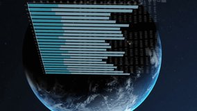 Animation of statistics and data processing over earth globe on blue background. Global business, environment and data processing concept digitally generated video. - Powered by Shutterstock - Get 15% off with code: PIKWIZARD15