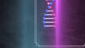 Animation of rotating dna helix and red abstract pattern with glowing lens flares in background. Digitally generated, hologram, light, research, genetic, creativity and technology concept. - Powered by Shutterstock - Get 15% off with code: PIKWIZARD15