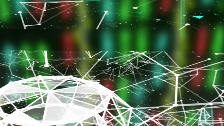 Animation of icons, connected dots forming geometric shapes and globe over trading board. Digitally generated, hologram, globalization, communication, cloud computing, stock market and technology. - Powered by Shutterstock - Get 15% off with code: PIKWIZARD15
