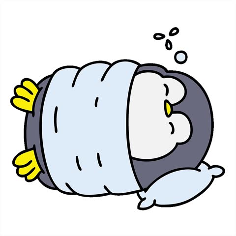 cartoon of a cute christmas penguin sleeping simple looping animation