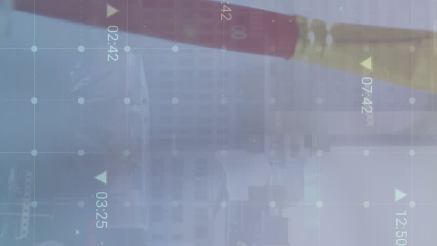 The video is a digitally generated illustration of data processing over a cityscape. The background is an abstract texture concept with global connections. The animation shows data processing with a - Powered by Shutterstock - Get 15% off with code: PIKWIZARD15