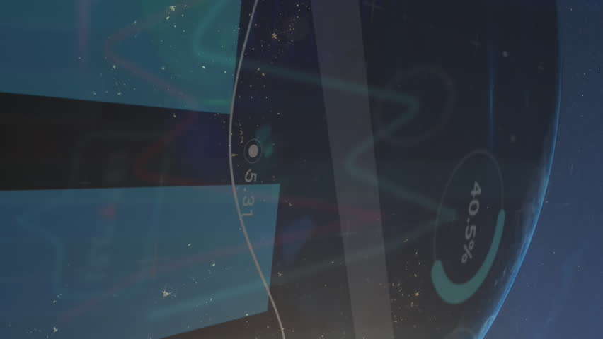 Animation of statistical data processing over a globe against blue background. Global networking and business data technology concept - Powered by Shutterstock - Get 15% off with code: PIKWIZARD15