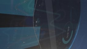 Animation of statistical data processing over a globe against blue background. Global networking and business data technology concept - Powered by Shutterstock - Get 15% off with code: PIKWIZARD15