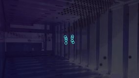 Animation of circuit board pattern, brain in square, globe against low angle view of server room. Digital composite, globalization, artificial intelligence, networking, technology and network server. - Powered by Shutterstock - Get 15% off with code: PIKWIZARD15