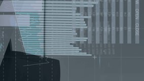 Animation of financial data processing over office desk with computer. Global business, finances, communication and digital interface concept digitally generated video. - Powered by Shutterstock - Get 15% off with code: PIKWIZARD15