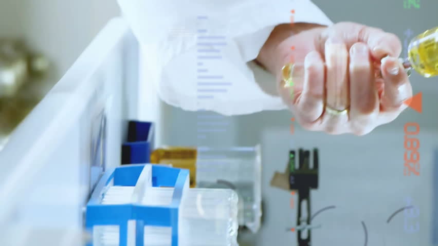 Animation of financial data processing over caucasian male scientist working in lab. Global science, finances and digital interface concept digitally generated video. - Powered by Shutterstock - Get 15% off with code: PIKWIZARD15