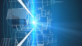 Animation of 3d model of city spinning on glowing blue background. digital interface, connection and communication concept digitally generated video. - Powered by Shutterstock - Get 15% off with code: PIKWIZARD15