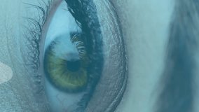 Animation of white triangles flying up over woman's eye. global networking, technology and digital interface concept digitally generated video. - Powered by Shutterstock - Get 15% off with code: PIKWIZARD15