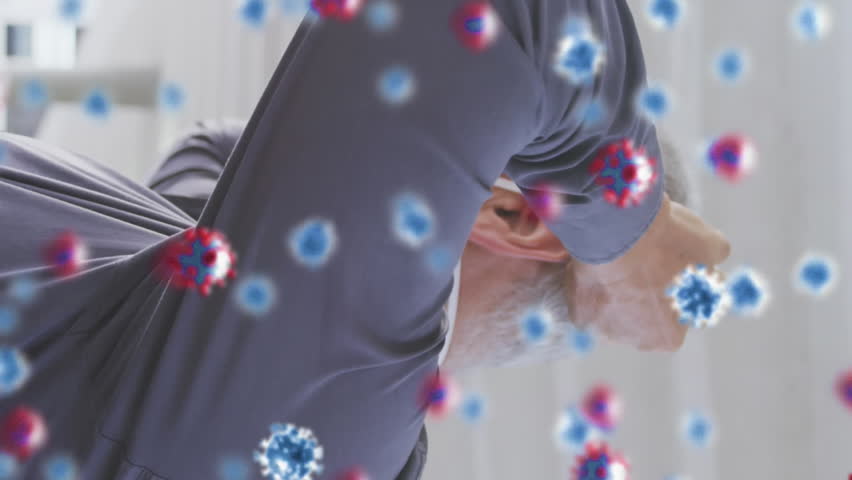 Animation of covid 19 cells over senior man wearing face mask. global covid 19 pandemic and vaccination concept digitally generated video. - Powered by Shutterstock - Get 15% off with code: PIKWIZARD15