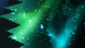 Animation of green christmas and new year fireworks exploding over trees in starry night sky. christmas, new year, celebration, party and tradition concept digitally generated video. - Powered by Shutterstock - Get 15% off with code: PIKWIZARD15