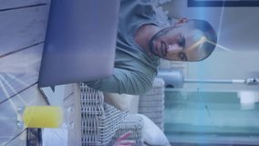 Animation of network of connections over diverse men using laptop. Global connections, digital interface, computing and data processing concept digitally generated video. - Powered by Shutterstock - Get 15% off with code: PIKWIZARD15