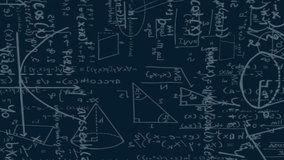 Animation of mathematical formulae and scientific data processing over black background. Global science, computing and data processing concept digitally generated video. - Powered by Shutterstock - Get 15% off with code: PIKWIZARD15